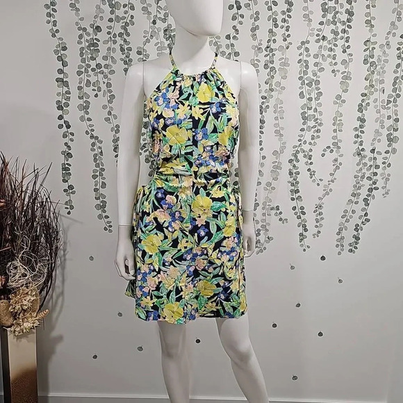 NWOT TOPSHOP cut out side floral poplin mini dress - Picture 3 of 12